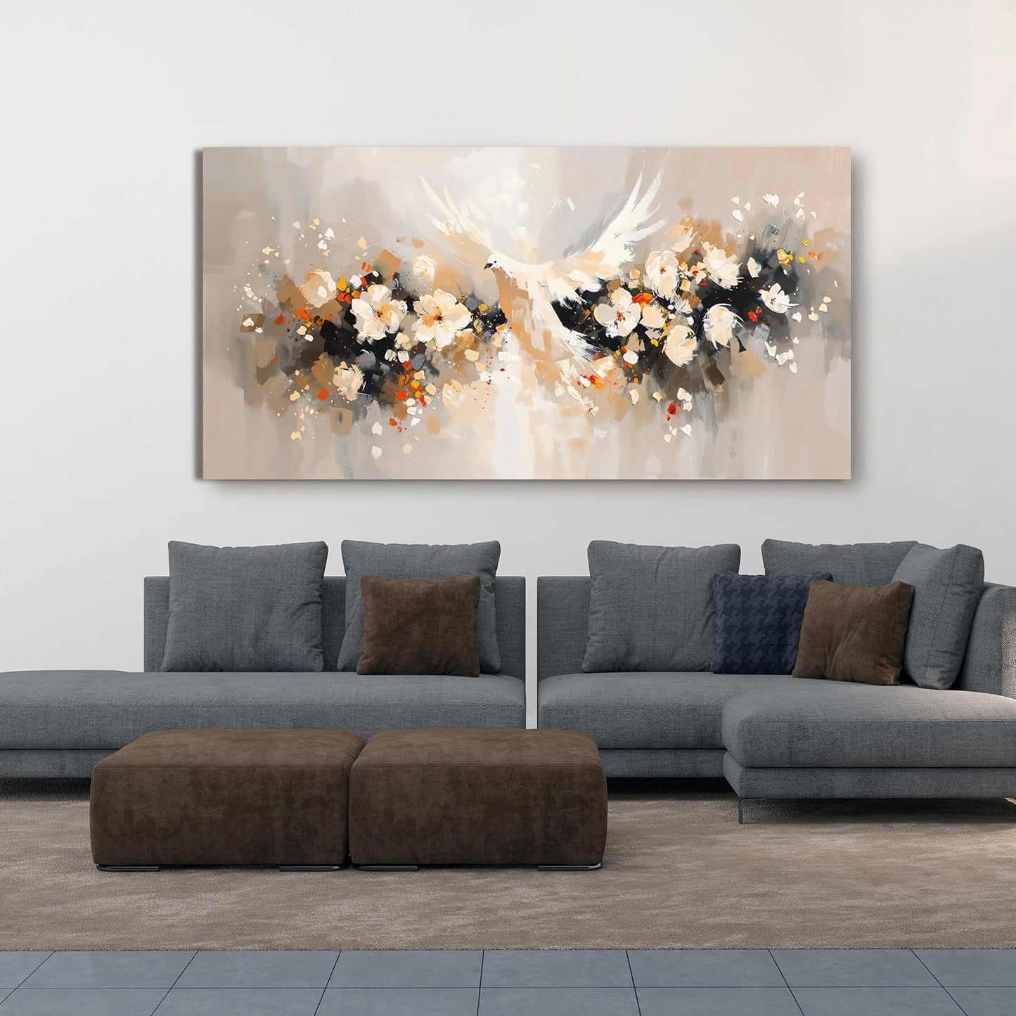 AIXMGSJS Large Canvas Wall Art Decor Wall Art Pictures for Living Room Colorful Flowers Wall Art Prints Artwork for Walls Dove of Peace Wall Art Art Work for Wall Decor Bedroom Office Decor 24" X 48"