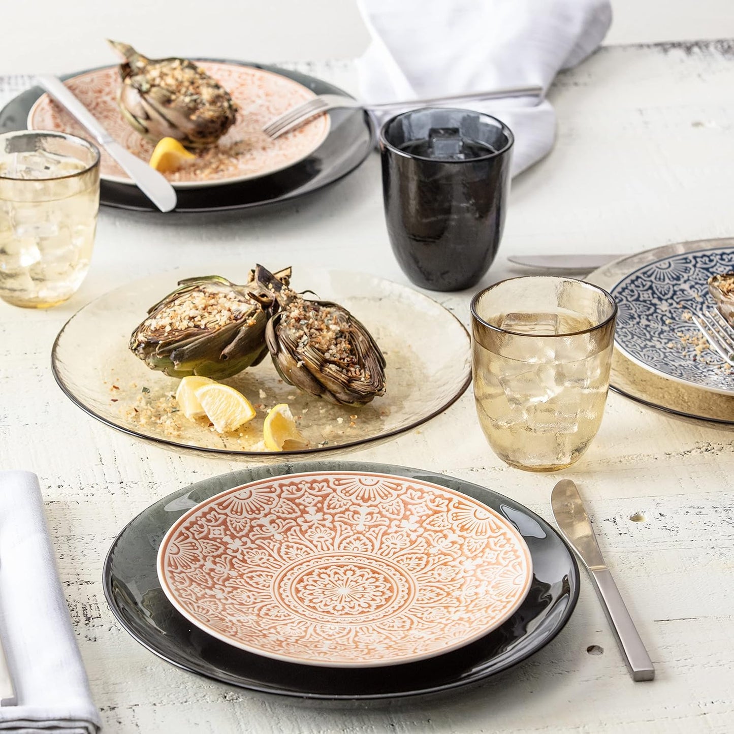 Fortessa Los Cabos Glass Drinkware Collection, 10 Ounce Tumbler (Set of 4), Cobalt