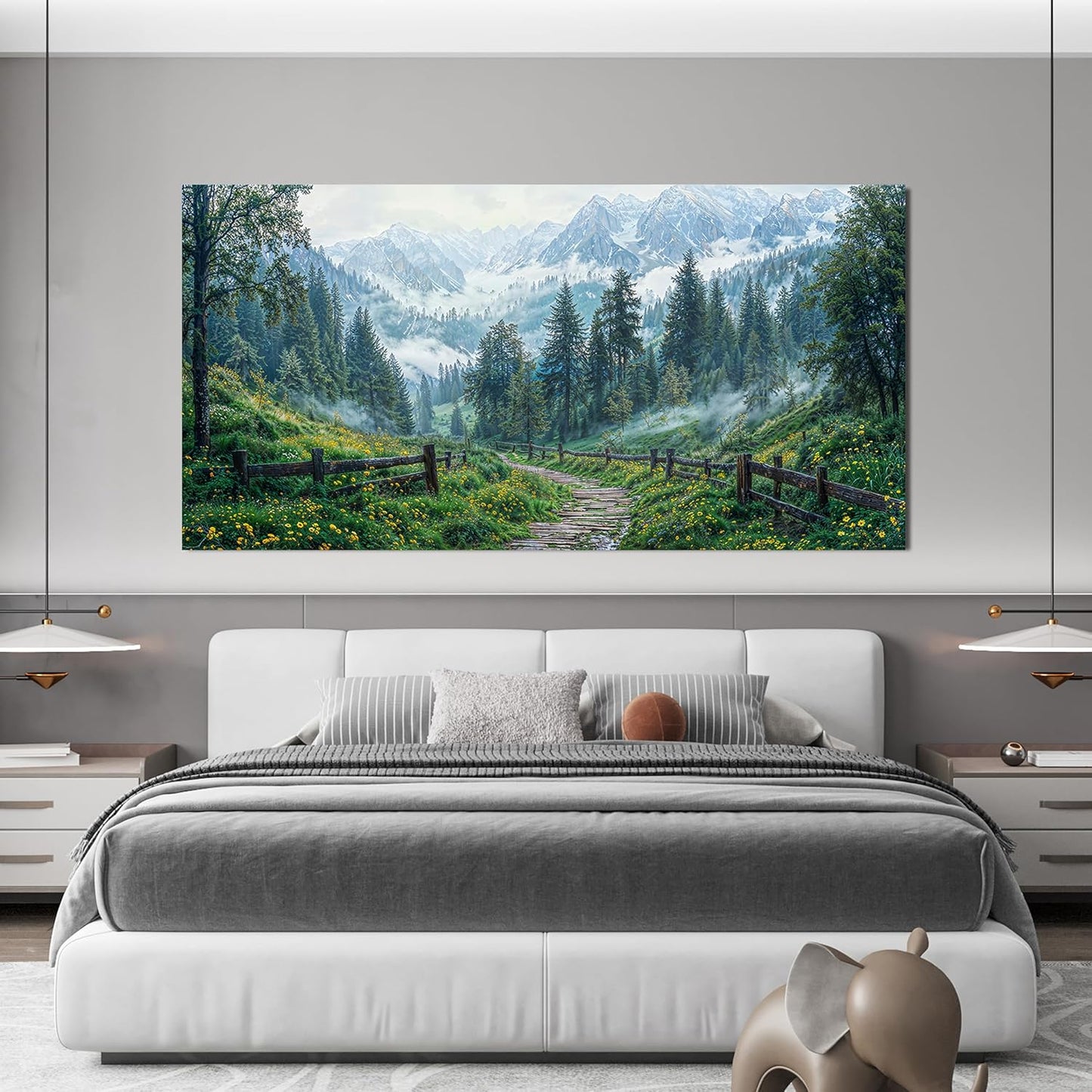 Canvas Wall Art Decor Canvas Art Wall Decor Modern Large Landscape Wall Art Wall Art Pictures for Living Room Large Artwork for Walls Green Forest Wall Art Prints Bedroom Office Decor 29" X 58"
