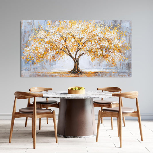 TAIJXAGSG Large Canvas Wall Art Decor Tree Wall Art Pictures For Living Room Art Work For Wall Decor Modern Botanical Wall Art Prints Golden Tree of Life Wall Art Decor Bedroom Office Decor 29"X 58"