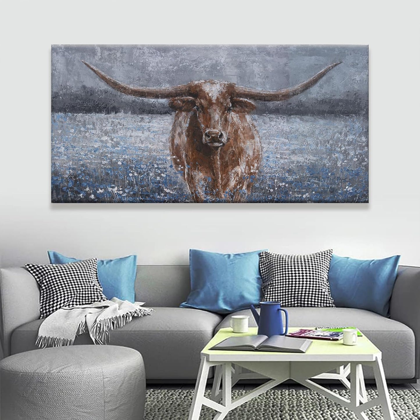 Canvas Wall Art Decor Large Canvas Wall Art For Living Room Highland Cow Wall Art Decor Artwork Oversized Wall Art Prints Wall Decorations for Bedroom Office Kitchen Home Wall Decor 30" x 60"