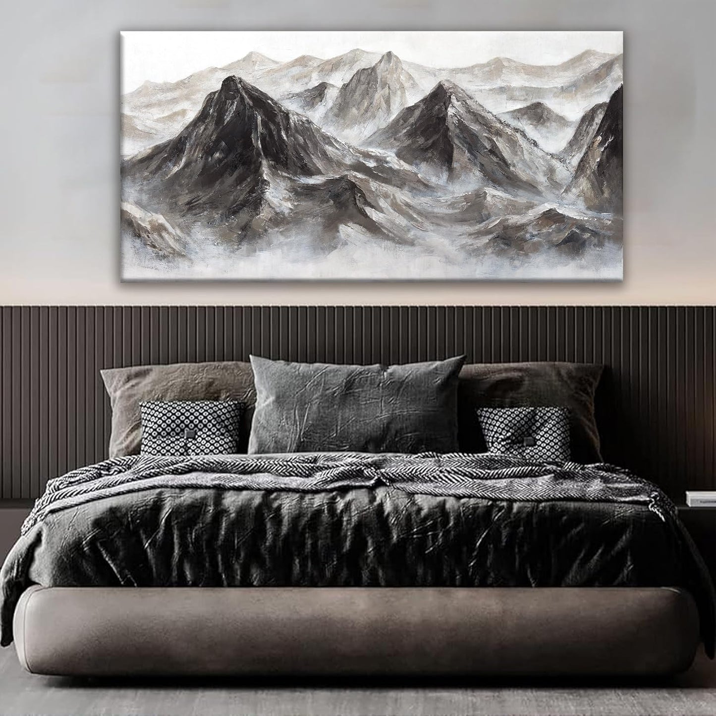 QSQ Large Abstract Wall Art For Living Room Canvas Art Wall Decor Bedroom Office Decor Abstract Mountain Landscapes Grey White Wall Art Painting Abstract Art Prints Home Wall Art 29 × 58 In
