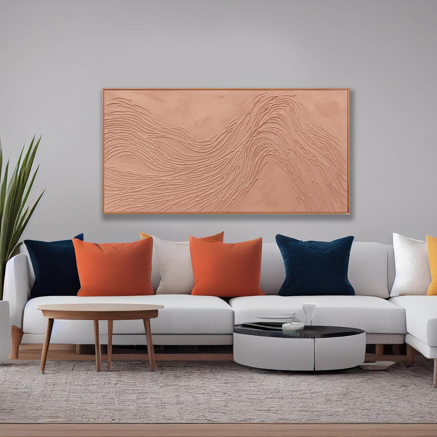 Framed Wall Art Abstract Canvas Hand Painted Wall Decor Artwork Reddish Brown Variational Texture Minimalist Modern Art For Living Room Bedroom Dining Room Home Office Decor 20x40 Inch