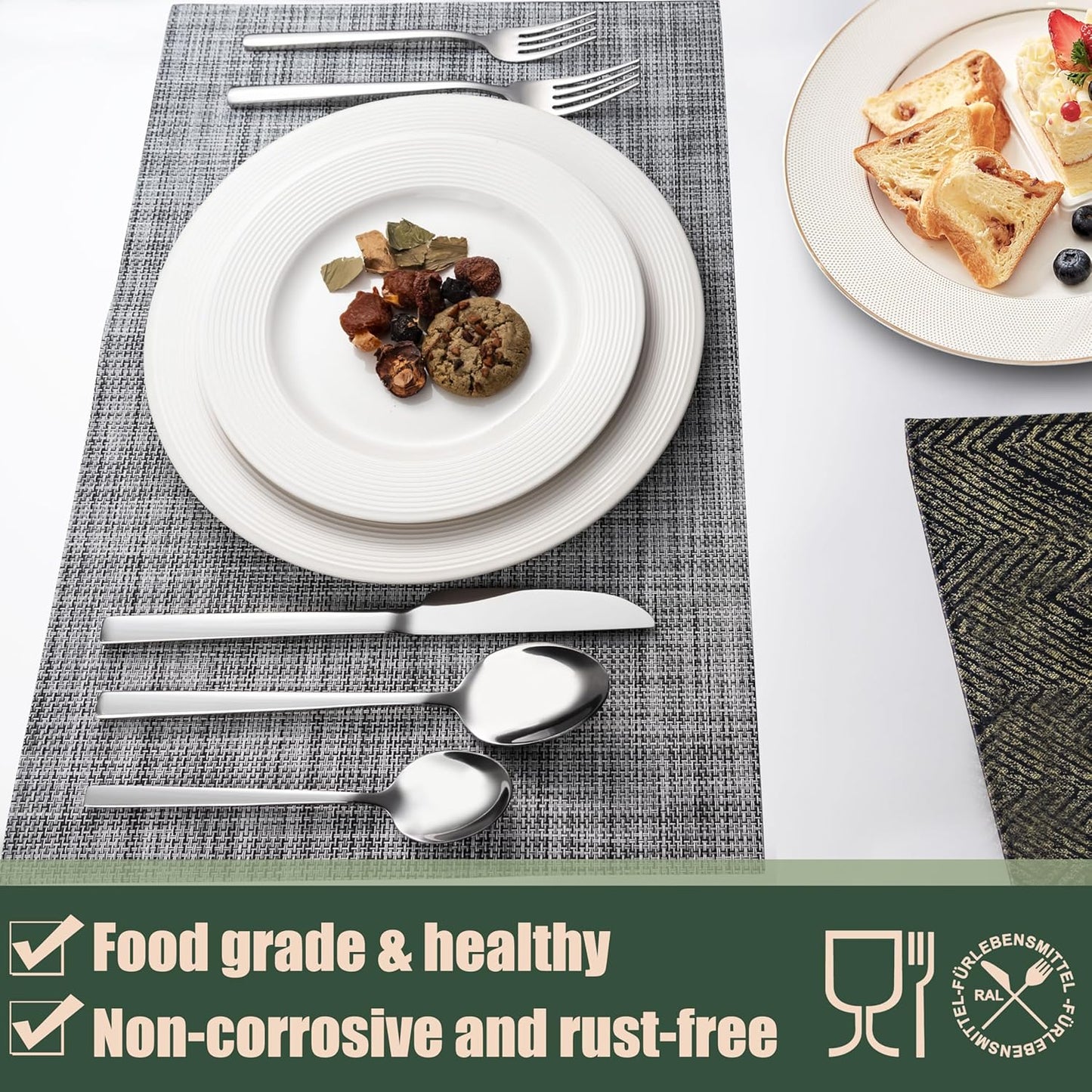 40-Piece Silverware Set Service for 8, Stainless Steel Cutlery Set, Mirror Polished Flatware Set, Kitchen Eating Tableware Set, Include Fork Knife Spoon, Dishwasher Safe