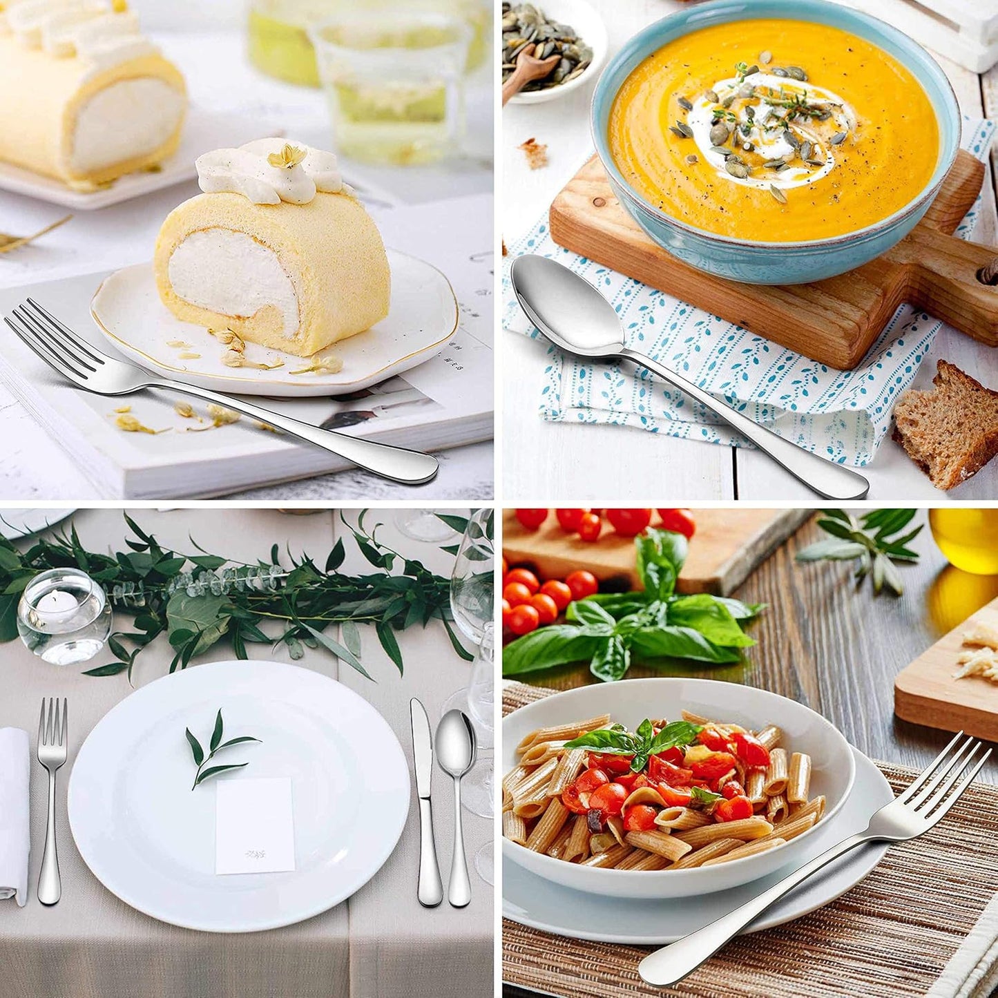 LIANYU 36-Piece Silverware Set with Steak Knives, Stainless Steel Flatware Cutlery Set for 6, Modern Eating Utensil Tableware for Kitchen Restaurant Hotel, Dishwasher Safe