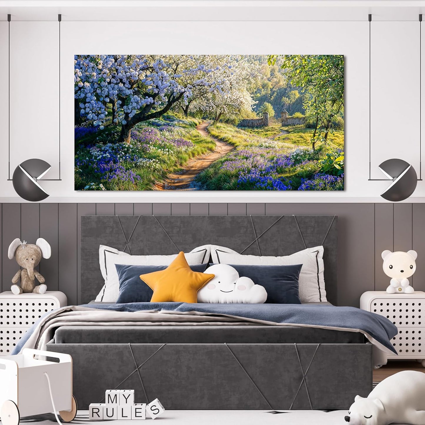 Canvas Wall Art Decor Large Modern Green Wall Art for Living Room Flower Tree Wall Art Prints Nature Art Work for Wall Decor Landscape Artwork for Walls Kitchen Bedroom Office Decor 24" X 48"