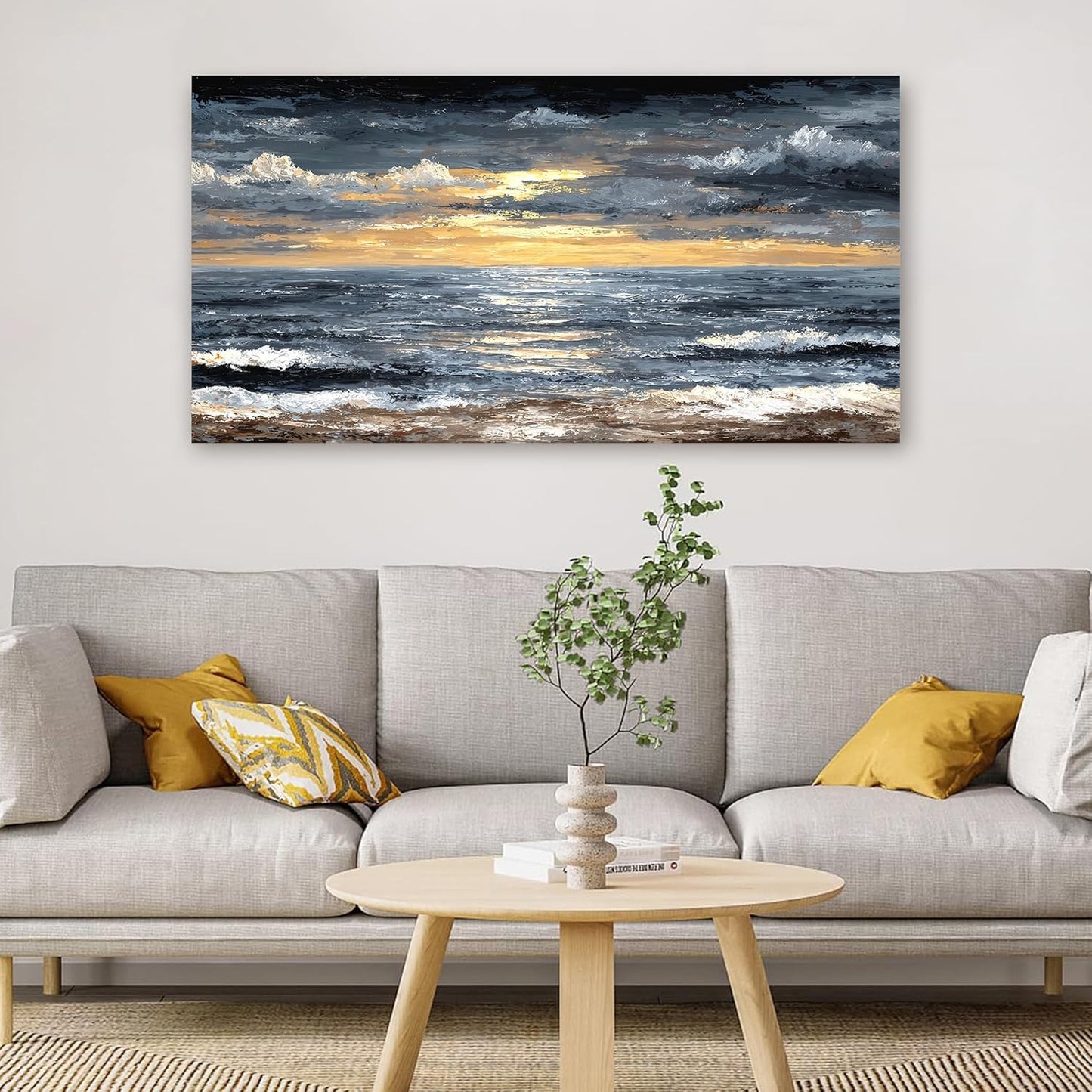 Canvas Wall Art Decor Wall Art Pictures for Living Room Abstract Coastal Wall Art Prints Modern Landscape Wall Art Decorations Abstract Canvas Art Wall Decor Bedroom Office Decor 20" X 40"