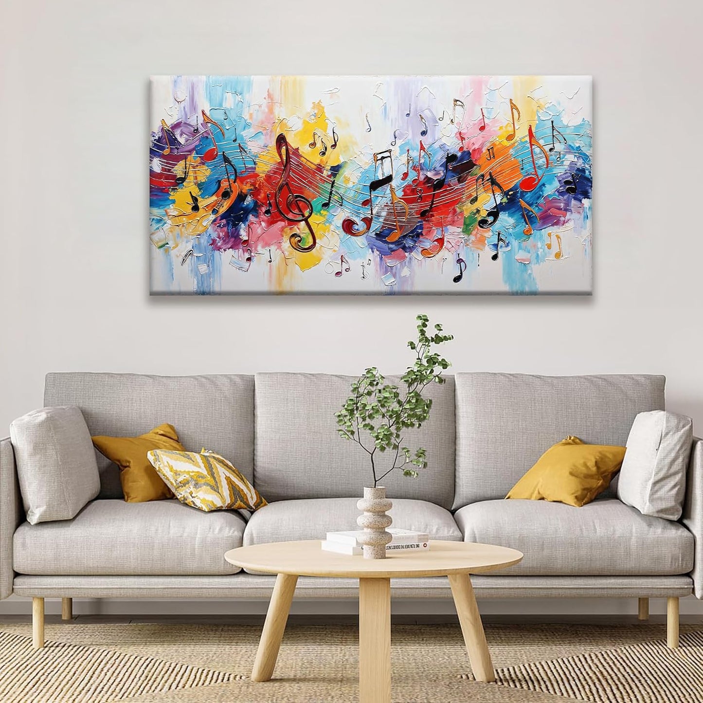 Suconvng Abstract Wall Art For Living Room Painting Modern Canvas Art Wall Decor Colorful Musical Note Abstract Wall Decor Prints Artwork For Bathroom Kitchen Office Decoration 24"X 48"