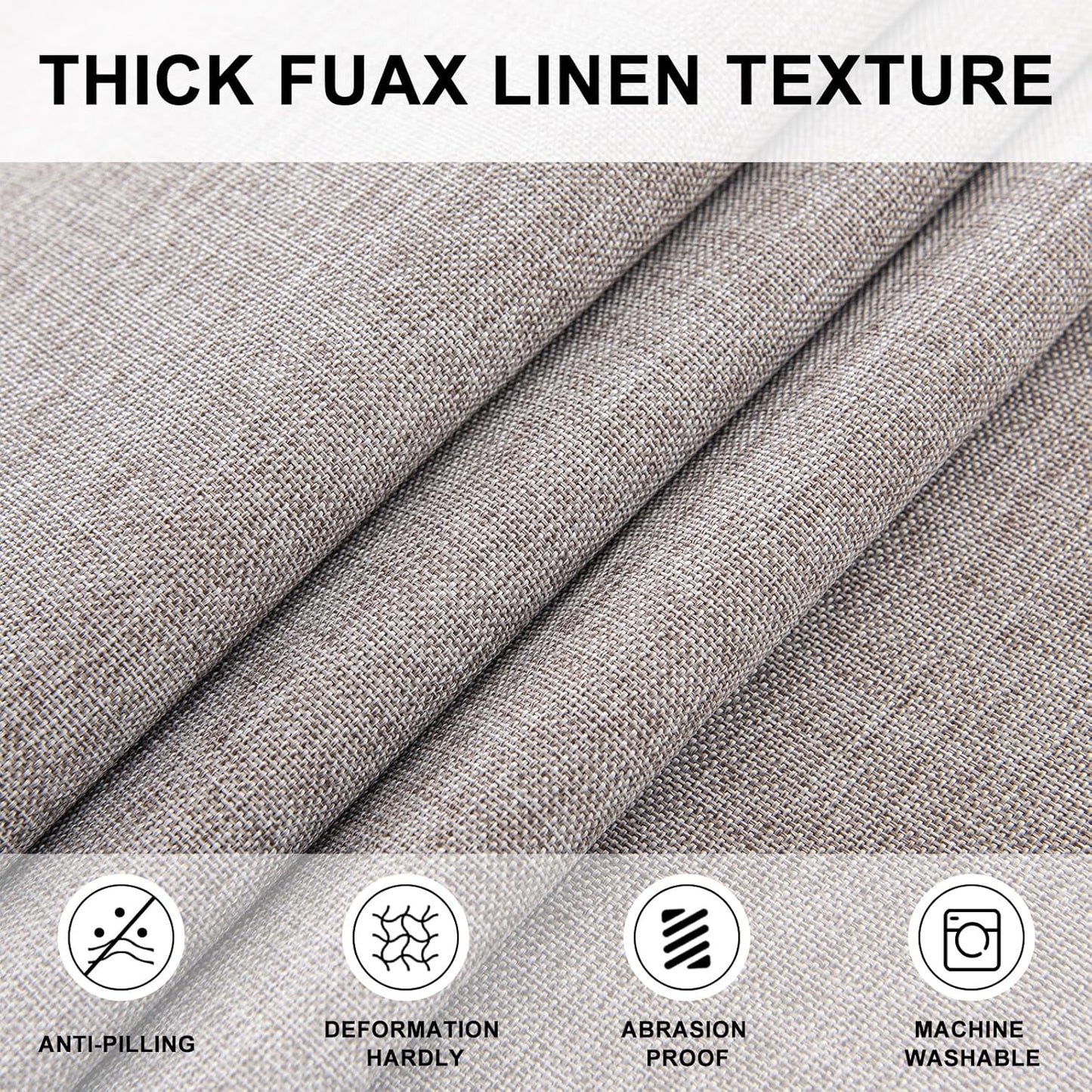 Hiasan Round Linen Tablecloth 90 Inch - Wrinkle and Stain Resistant Washable Polyester Fabric Table Cloth for Dining Room Kitchen Party, Stone