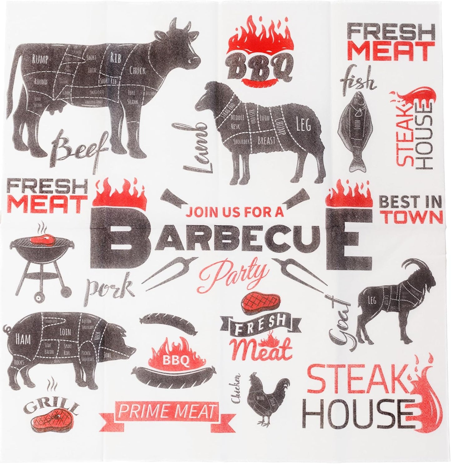 AMERICAN HOMESTEAD Paper Napkins - BBQ Disposable Linen-Like Dinner Napkins - Restaurant-Quality Table Serviettes for Weddings, Parties, and Events - 15.75" x 15.75" - 50 Count