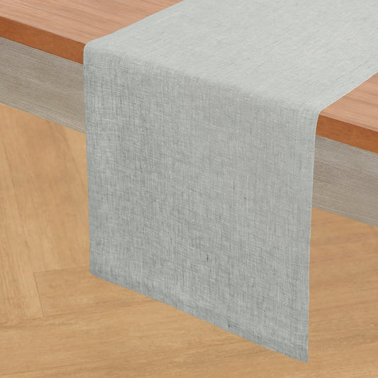 Solino Home Linen Table Runner 120 Inches Long - Athena, 100% Pure Linen Chambray Grey Table Runner 14 x 120 Inch for Dining, Fall, Autumn, Halloween, Thanksgiving