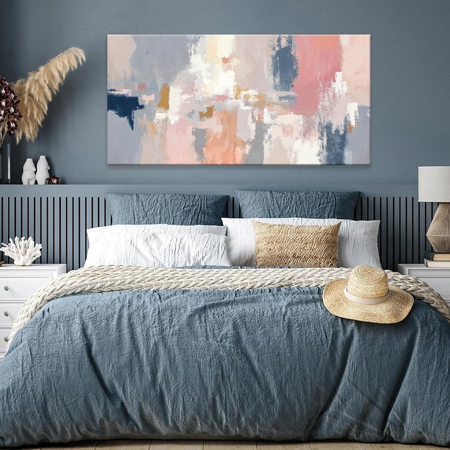 Abstract Pink And Gray Wall Art Decor Modern Artwork Decorations Canvas Prints Pictures Minimalist Wall Art For Bedroom Living Room Kitchen Bathroom 24x48 Inch Home Wall Decor