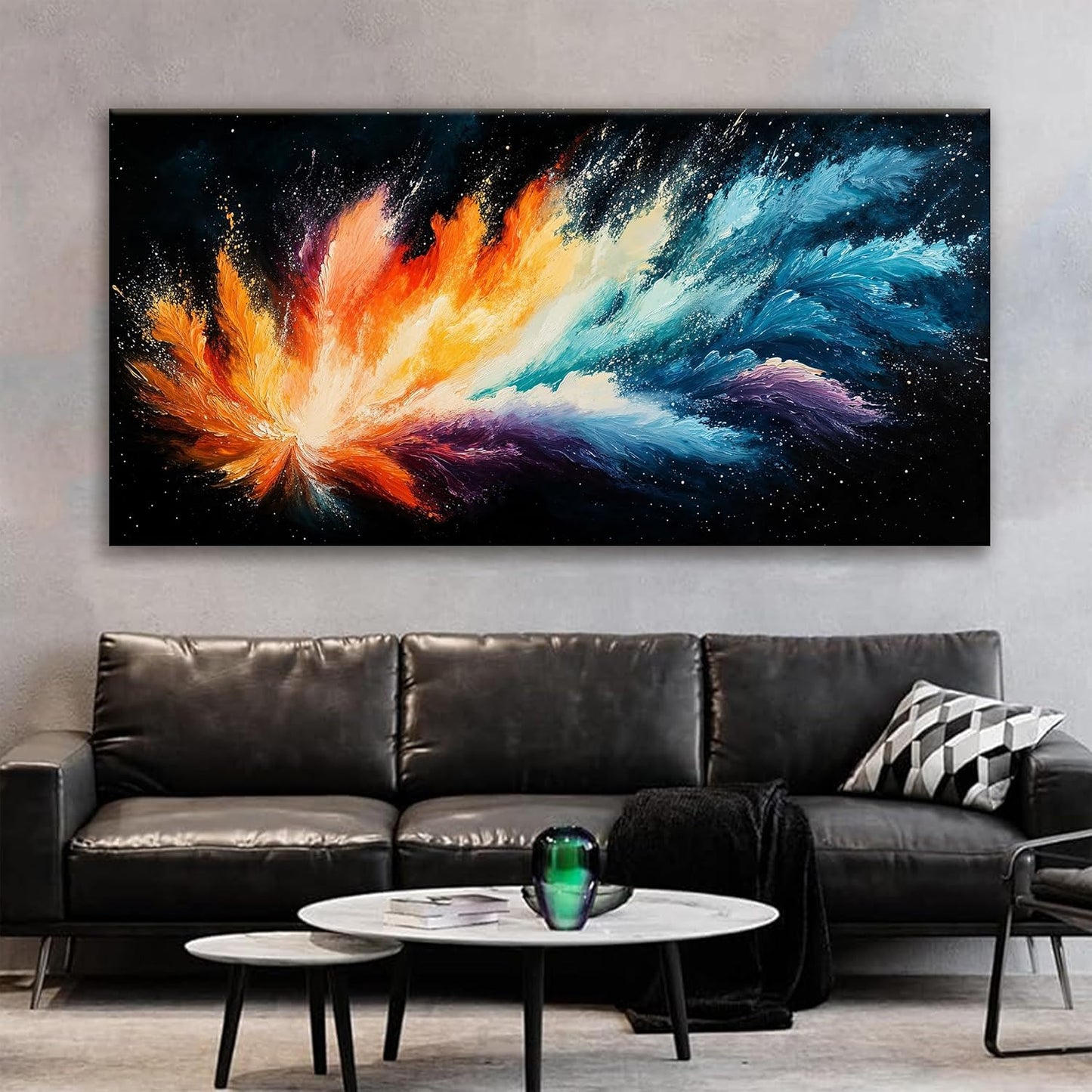 Tsomzxng Large Colorful Abstract Wall Art For Living Room Modern Abstract Wall Decor Maximalist Colorful Canvas Wall Art Decor Prints Artwork Bedroom Kitchen Office Home Wall Decoration 29" × 58"