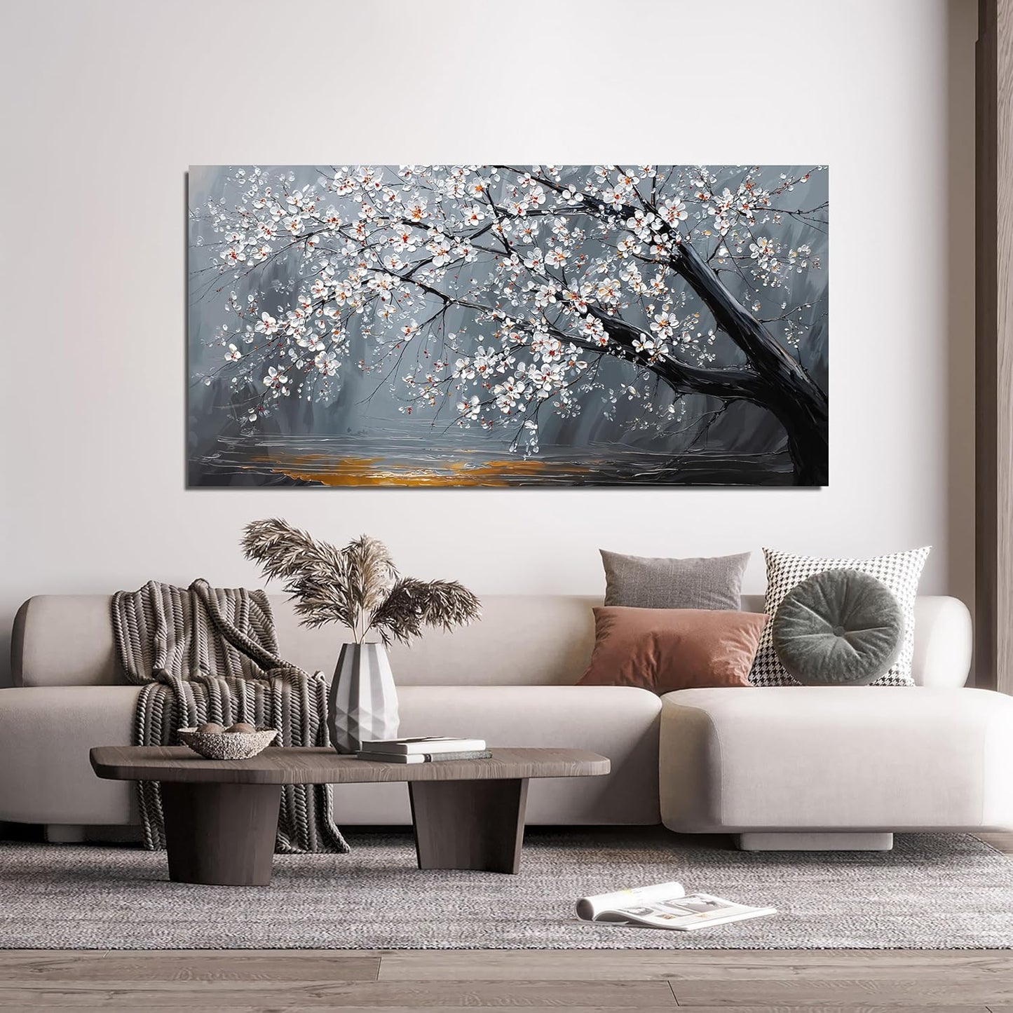 Large Canvas Wall Art Decor Black And White Floral Wall Art Pictures For Living Room Bedroom Office Decor Modern Botanical Wall Art Prints Art Work For Floral Wall Decor 24"X 48" Artwork For Walls