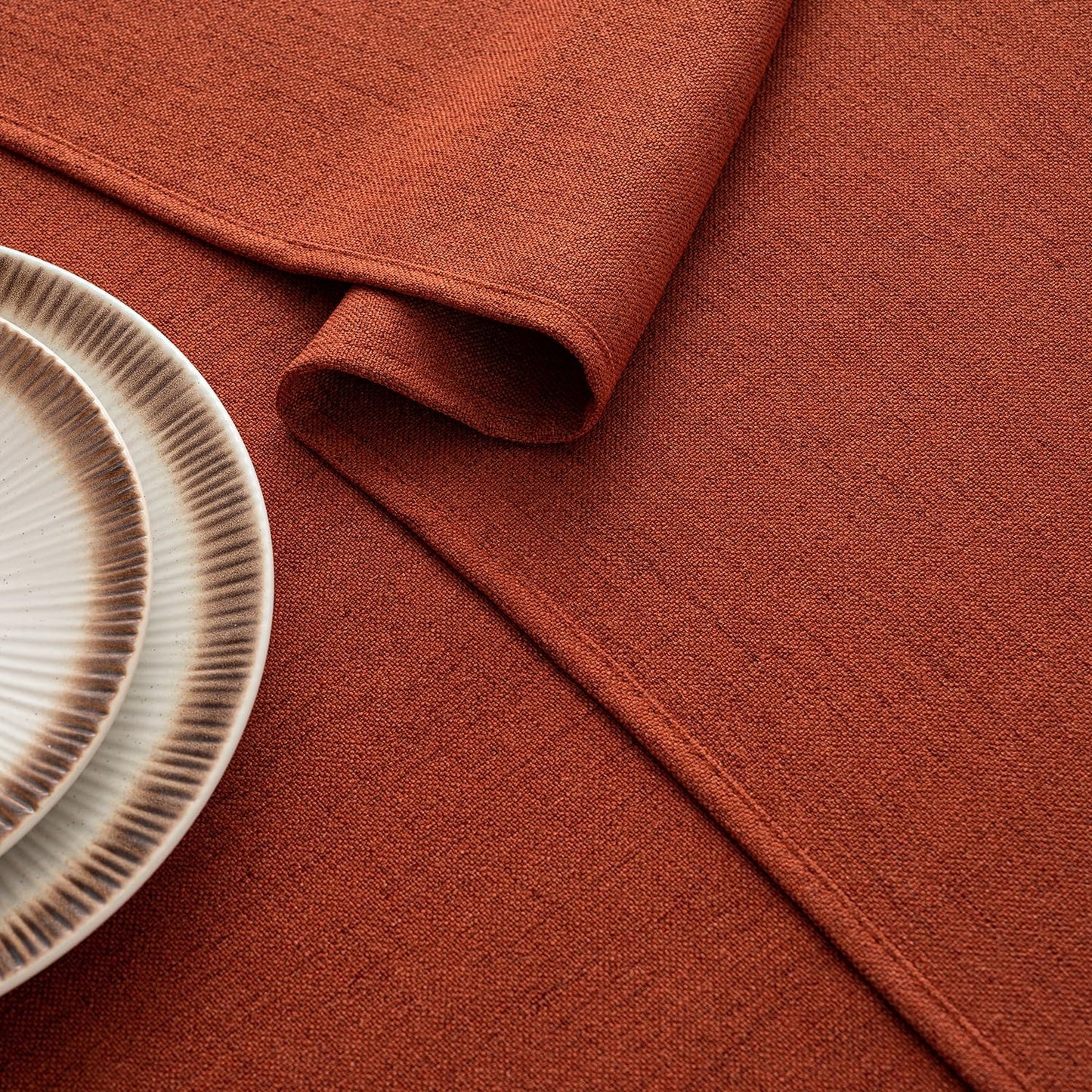MIULEE Burnt Orange Linen Tablecloth 60x84 Inch Rectangle Table Cloth Waterproof,Stain Resistant & Wrinkle Resistant for Dining Party Wedding