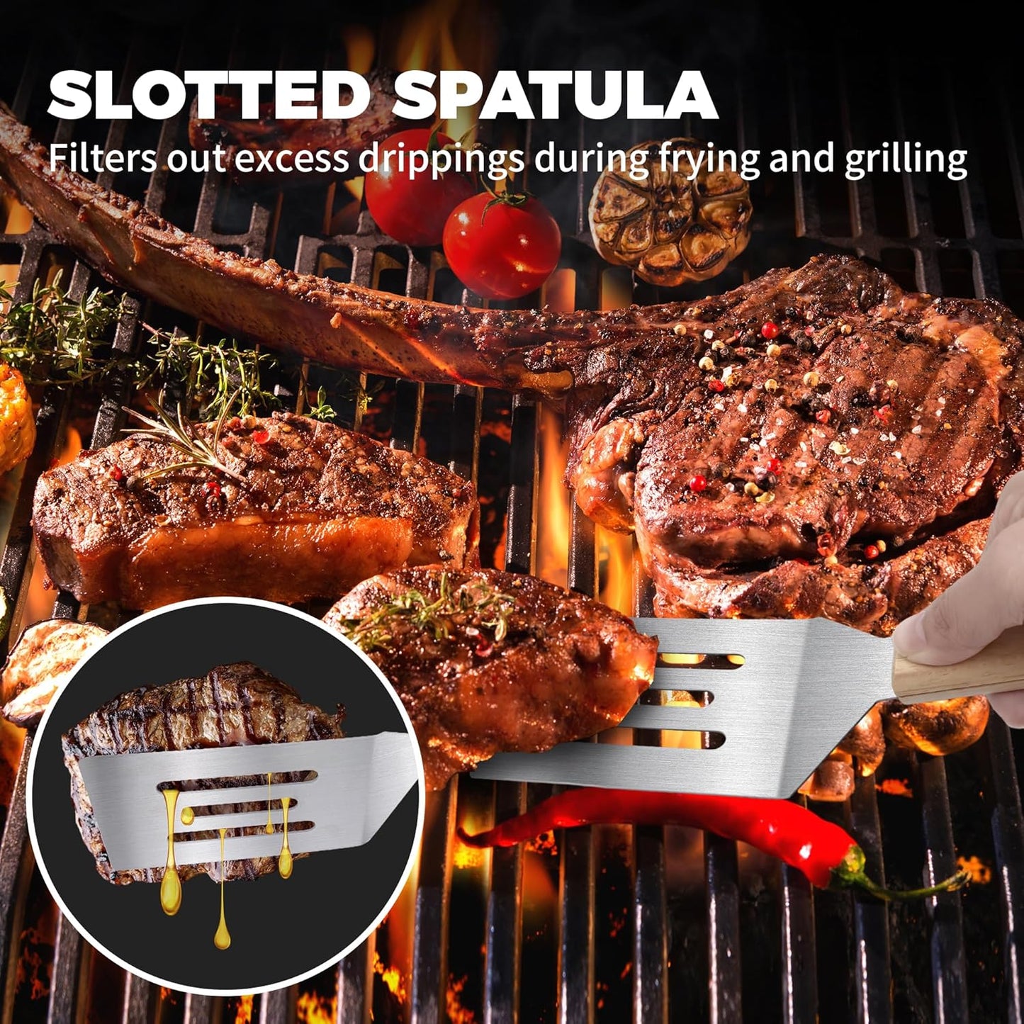 2 Pieces Stainless Steel Spatula Set,Metal Spatula for Cast Iron Skillet,Metal Spatula for Cooking with Wooden Handle,Metal Spatulas for kitchen use for Pancakes,Frying steak,Burger and Desserts