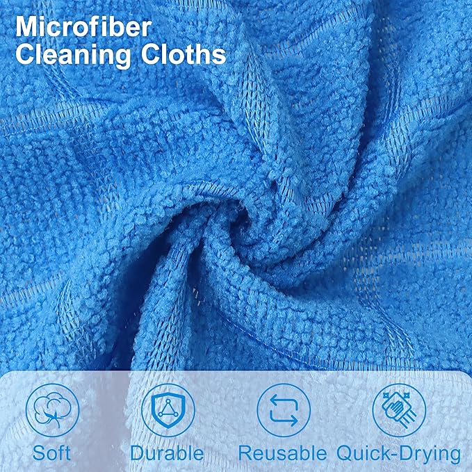 LIVOS Microfiber Cleaning Cloth Roll - 80 Pack, Reusable Paper Towels, Microfiber Towels for Cars, Super Absorbent Lint Free Cleaning Rags for House, Kitchen, Window-Check Blue, 11.5"x11.5"