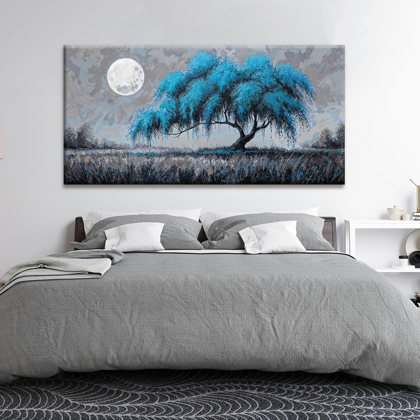 Large Wall Art For Living Room Modern Blue Tree Of Life Wall Art Decor Canvas Prints Artwork For Wall Decor Bedroom Office Kitchen Ready To Hang 29x58 Inch