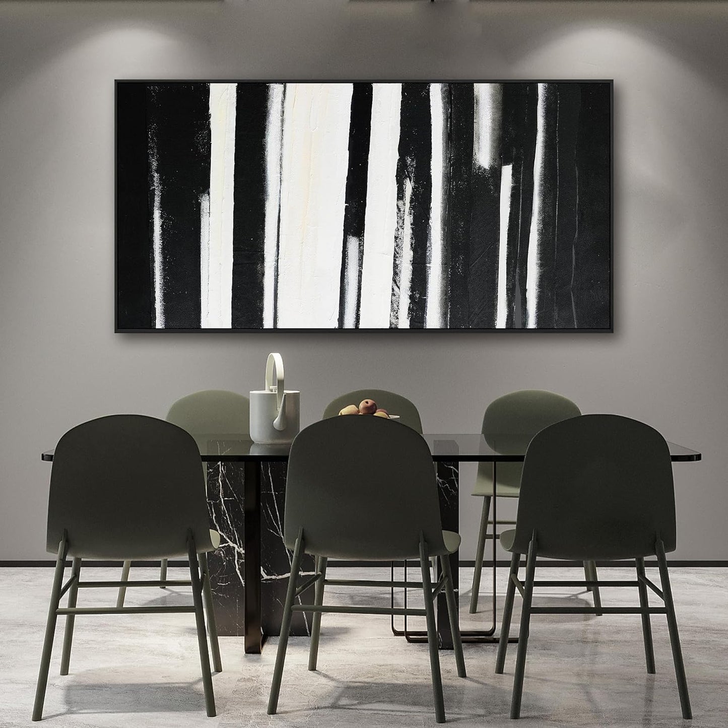 Abstract Wall Art Decor Modern paintings Wall Decorations Home Decor Wall Art Canvas Prints Black and White Minimalist Stripes Framed Artwork for Living Room Wall Bedroom Kitchen Office Decor 24×48 Inch