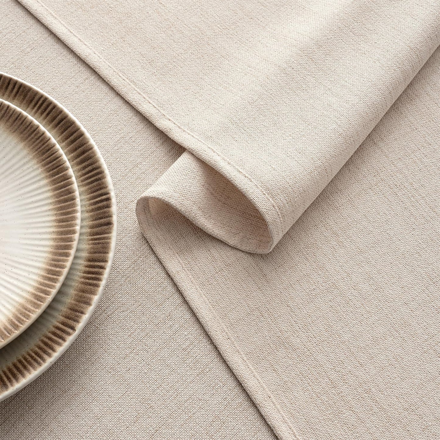 MIULEE Ivory Linen Tablecloth 60x84 Inch Rectangle Table Cloth Waterproof,Stain Resistant & Wrinkle Resistant for Dining Party Wedding