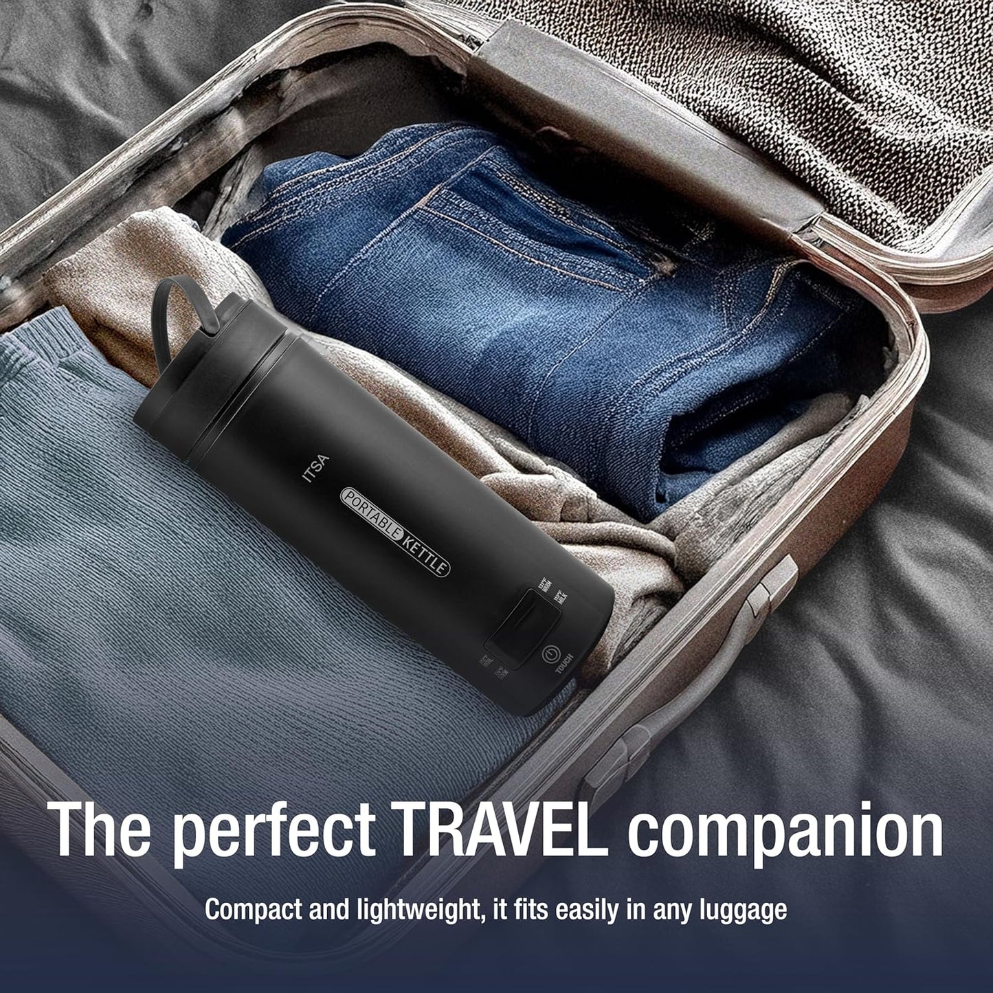 ITSA Travel Electric Kettle 500ml Portable Stainless Steel Water Boiler with Temperature Control & Auto Shut Off – Mini Electric Kettle for Coffee, Tea & Hot Water, BPA-Free