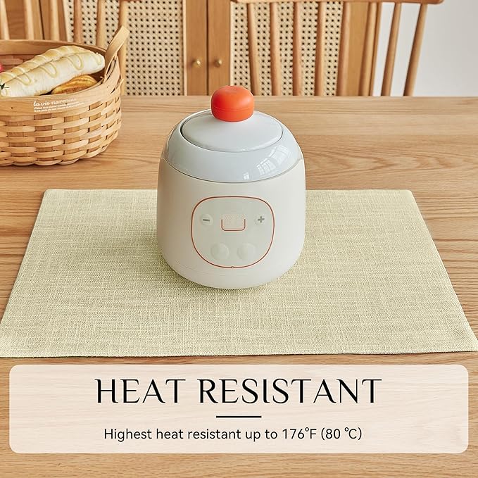 Softalker Faux Linen Placemats Set of 12-12 x 18 Inch, Heat Resistant Double Layered Durable Burlap Farmhouse Place Mats, Non-Slip Washable Rustic Table Mats for Dining, Kitchen, Party（Light Linen