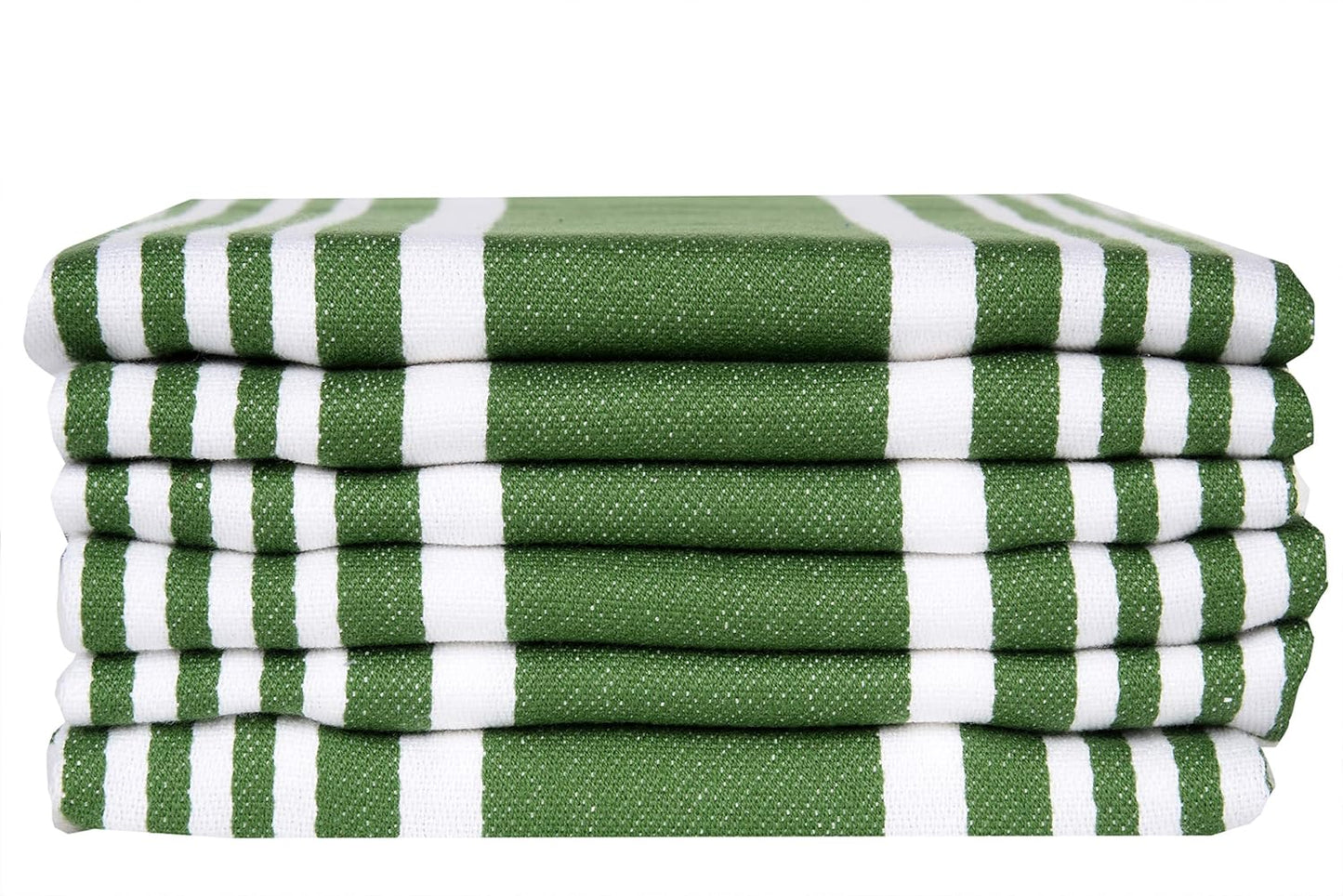 Urban Villa Kitchen Towels (20x30 Inches 6 Pack) Extra Large Premium Dish Towels for Kitchen Green & White Dish Cloths Highly Absorbent 100% Cotton Kitchen Hand Towels with Hanging Loop Tea Towels