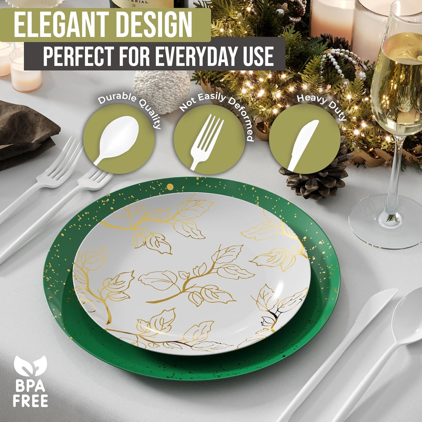 Trendables Disposable Plastic Cutlery - 120 Pack White Plastic Knives, Silverware Set