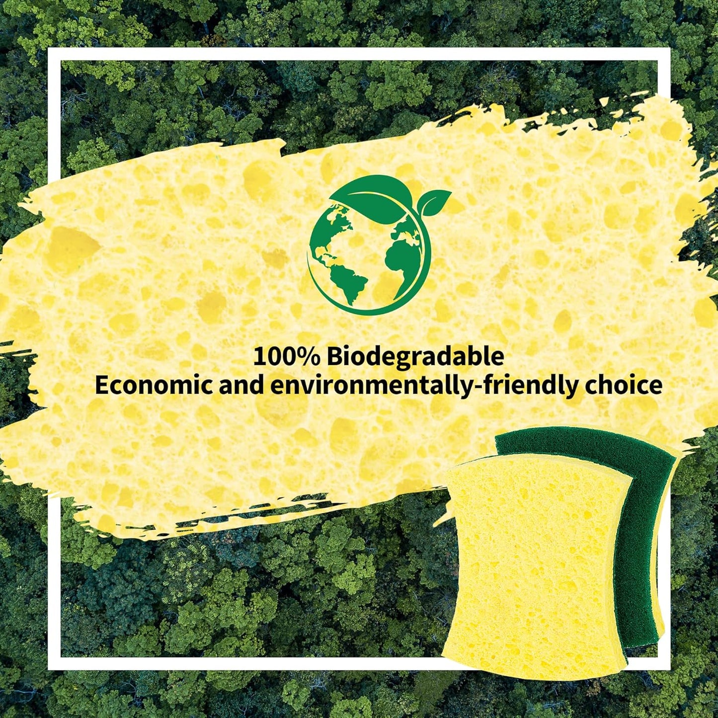 HOMERHYME Heavy Duty Sponges, 12 Pack Cellulose Scrub Sponge, Dual-Sided Kitchen Sponge, Multipurpose Sturdy Ergonomic Design for Kitchen Dishwashing, Uncoated Cookware, Sink, and Countertops