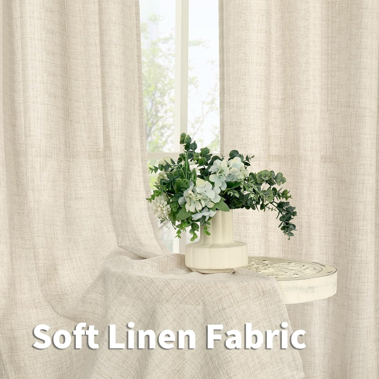 YoungsTex Linen Curtains 108 Inch Length for Living Room, Light Filtering Bronze Grommet Textured Window Drapes Privacy for Bedroom Farmhouse Decorative, 52 x 108 Inch, 2 Panels