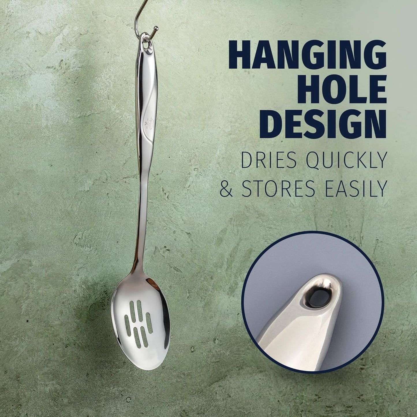 Zulay Kitchen Stainless Steel Slotted Spoon - 15” Large Cooking & Serving Spoon with Ergonomic Handle - Durable, Rust-Proof, Heat-Resistant & Dishwasher Safe Kitchen Utensil for Cooking and Buffets