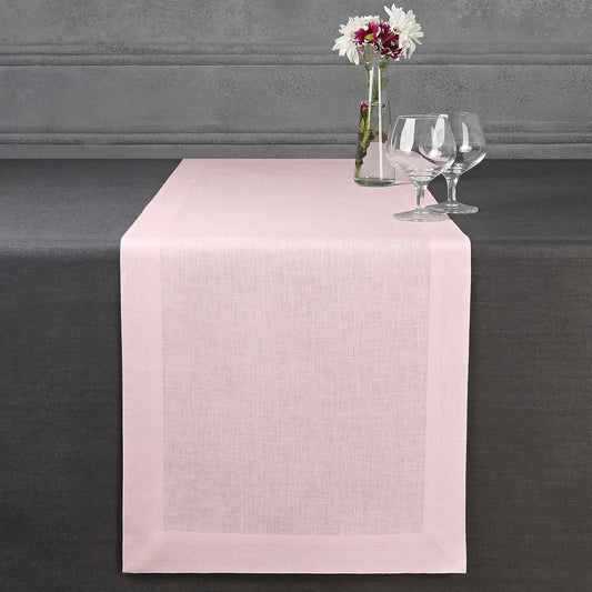 D'Moksha Homes Linen Pastel Pink Table Runner 120 Inches Long - 100% Pure Linen Dining Table Runner 14 x 120 Inch for Fall, Autumn and Halloween - Machine Washable