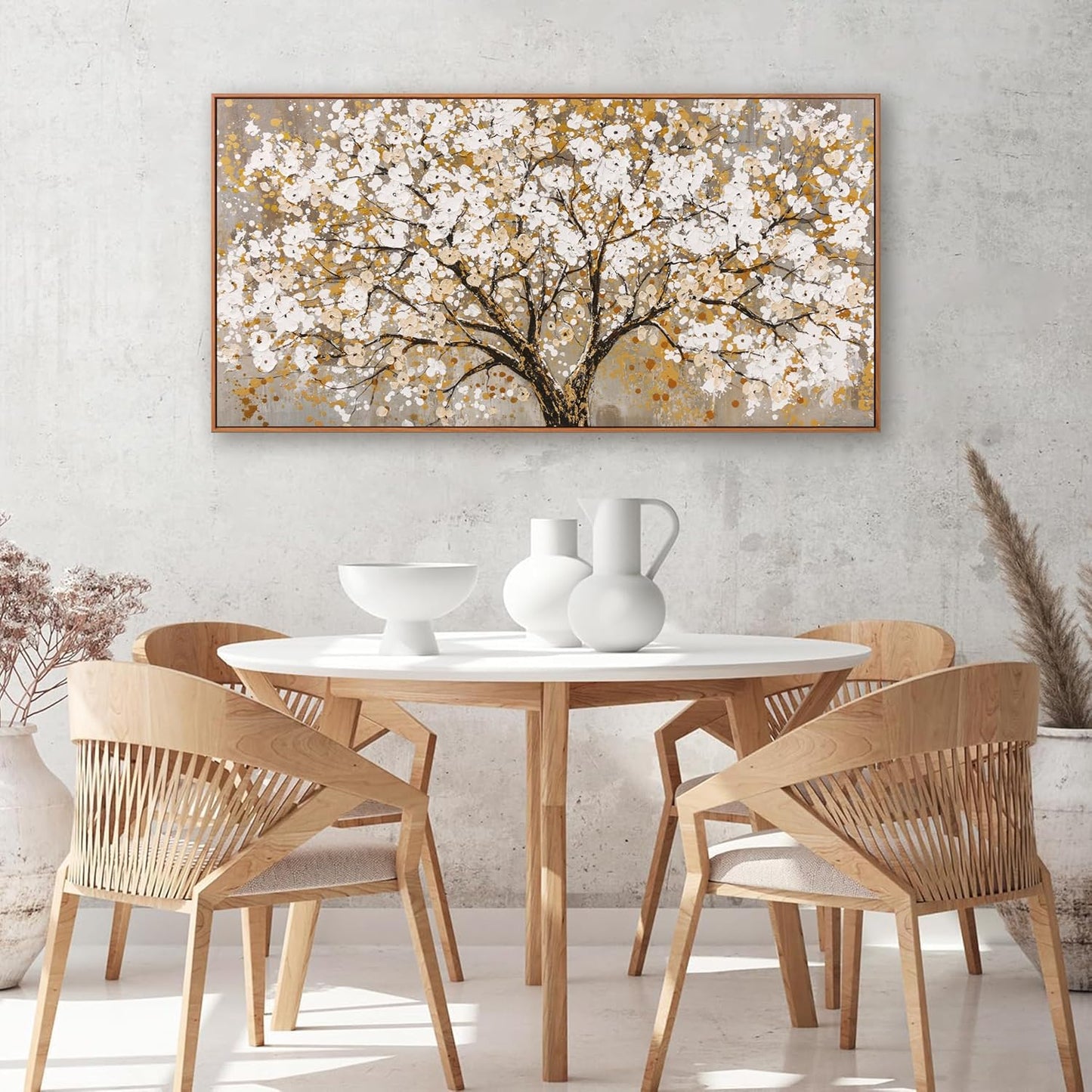 Framed Wall Art Print Gold Tree Of Life Modern Artwork Canvas Painting Gold Tree Pictures Wall Art Decor For Living Room Bedroom Dining Room Home Office Decor 20" X 40"