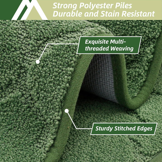 COSY HOMEER Kitchen Rugs 20"x48" Non-Slip Absorbent Soft Kitchen Runner Rug Polyester Kitchen Mats for Floor Washable Kitchens Standing Floor Mat for Sink Mat,Hallway,Laundry,Green