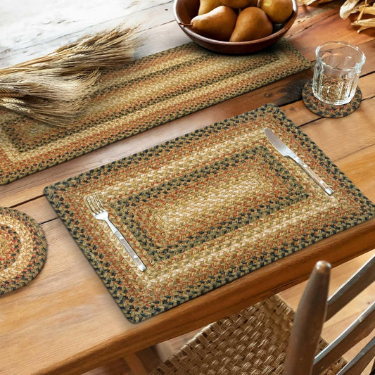 Homespice Russet Jute Braided Long Table Runner, Warm Country Decor, Multicolor Rectangle 11x36 - Rich Colors, Easy to Clean, Durable and Protects Furniture