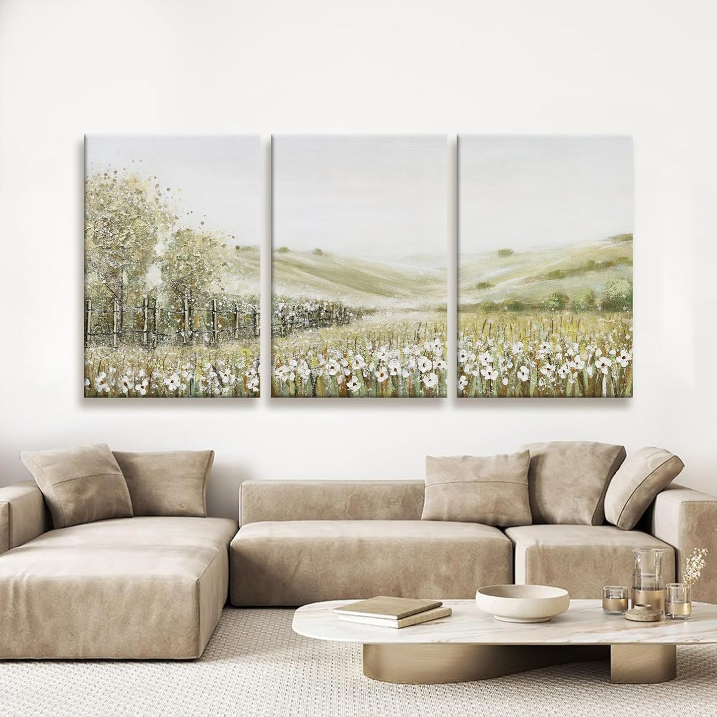 QSQ Canvas Wall Art Decor Natural Wall Decorations Home Decor Wall Art Prints Mountain Wilderness Landscape Large Size Artwork for Living Room Wall Bedroom Kitchen Office 24"x 36"x 3pcs