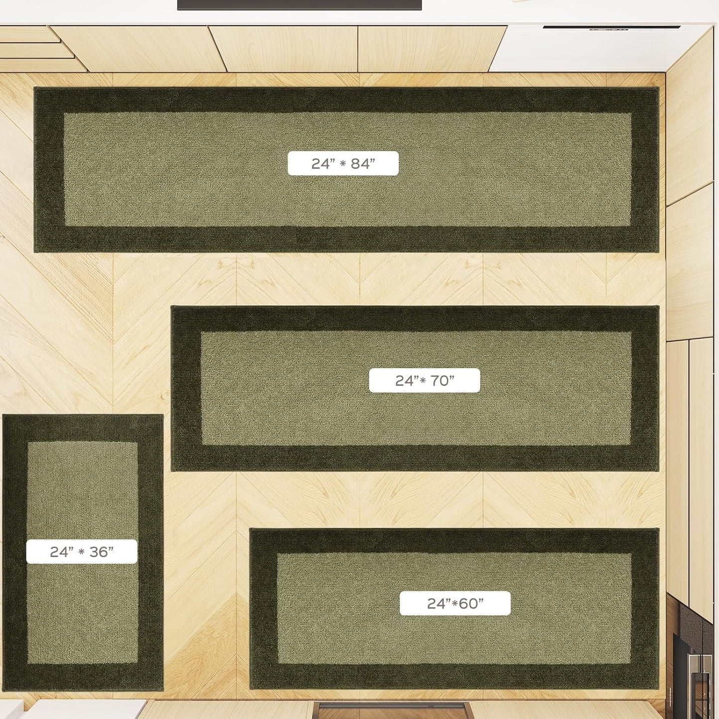 Machine Washable Runner Rug 24" x 84", Non Slip Kitchen Mat for Floor, Absorbent Entryway Rug for Kitchen, Bedroom, Hallway, Bathroom, Door (Roll Packing)