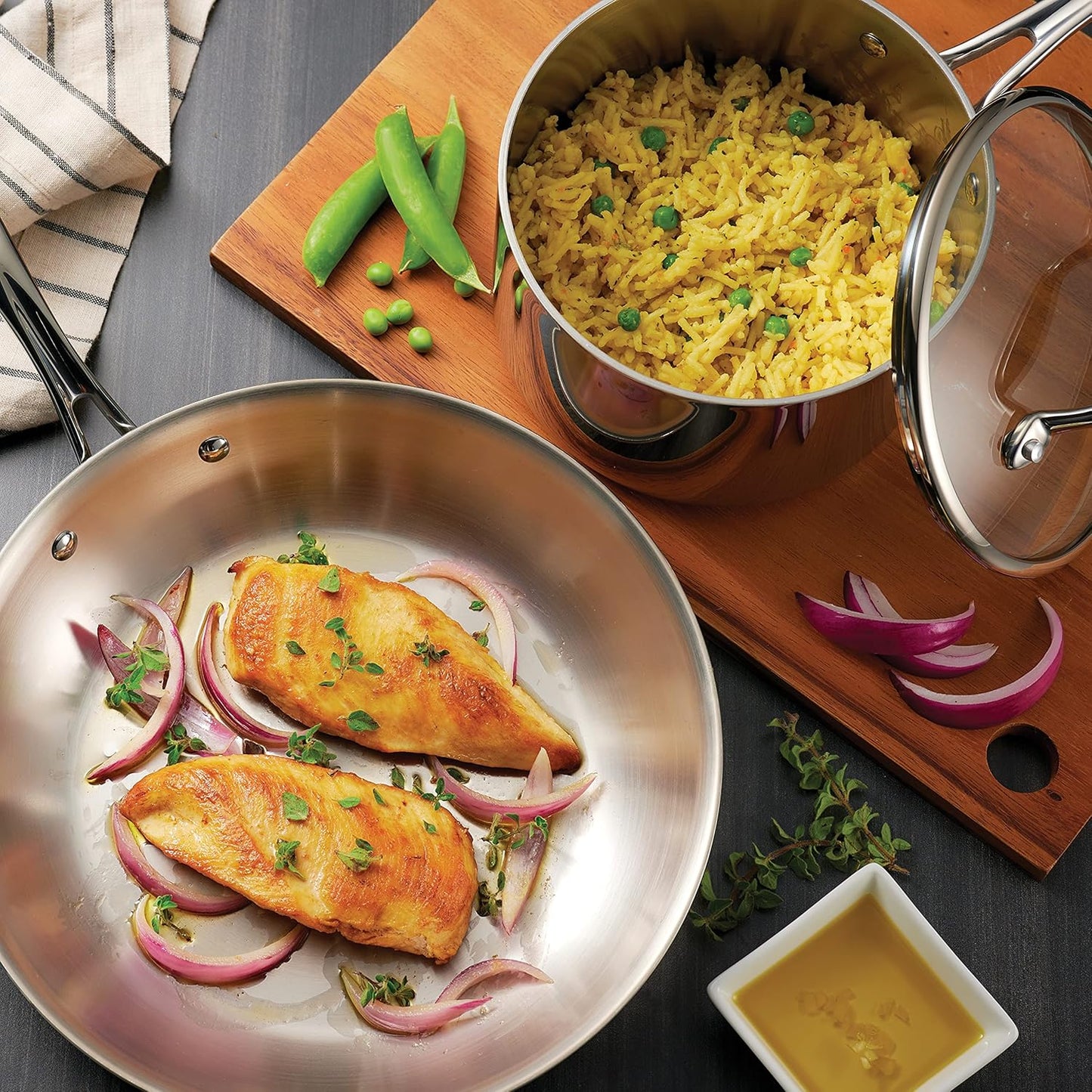 Tramontina Tri-Ply Clad Stainless Steel 8-Piece Cookware Set with Glass Lids, Pots and Pans Kitchen Set, Induction-Ready, Dishwasher-Safe, NSF-Certified