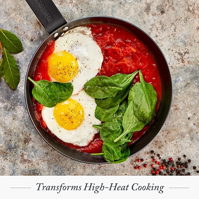 Merten & Storck Pre-Seasoned Carbon Steel 8” Frying Pan Skillet, Use on Induction, Stove and Grill, Durable, Even-Heating, for Searing, Grilling, Oven Use, and Campfire, Indoor/Outdoor