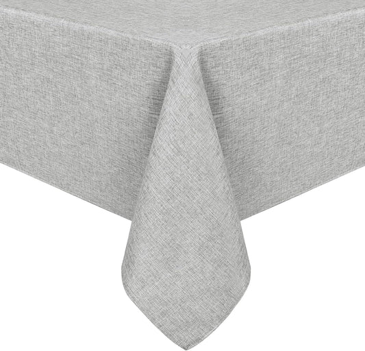 Hiasan Faux Linen Rectangle Tablecloth - Wrinkle and Stain Resistant Washable Table Cloth for Kitchen Dining Room Holiday Table Cover for Dinner, Light Grey, 30 x 60 Inch