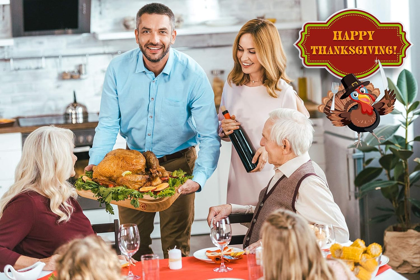 Turkey Platter for Thanksgiving - Bamboo Meat Cutting & Carving Board for BBQ & Grilling - Heavy Duty Reversible Butcher Block with Juice Groove, Spikes & Grid Grip - Kitchen Gift, Large, 18" x 12"