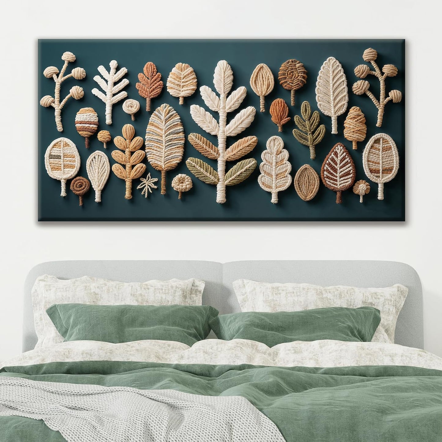 Tsomzxng Large Boho Wall Art For Living Room Century Modern Canvas Art Wall Decor Picture Painting Dark Green Wall Art Multicolor Painting Prints Bedroom Office Wall Hanging Decor 29 X 58 In