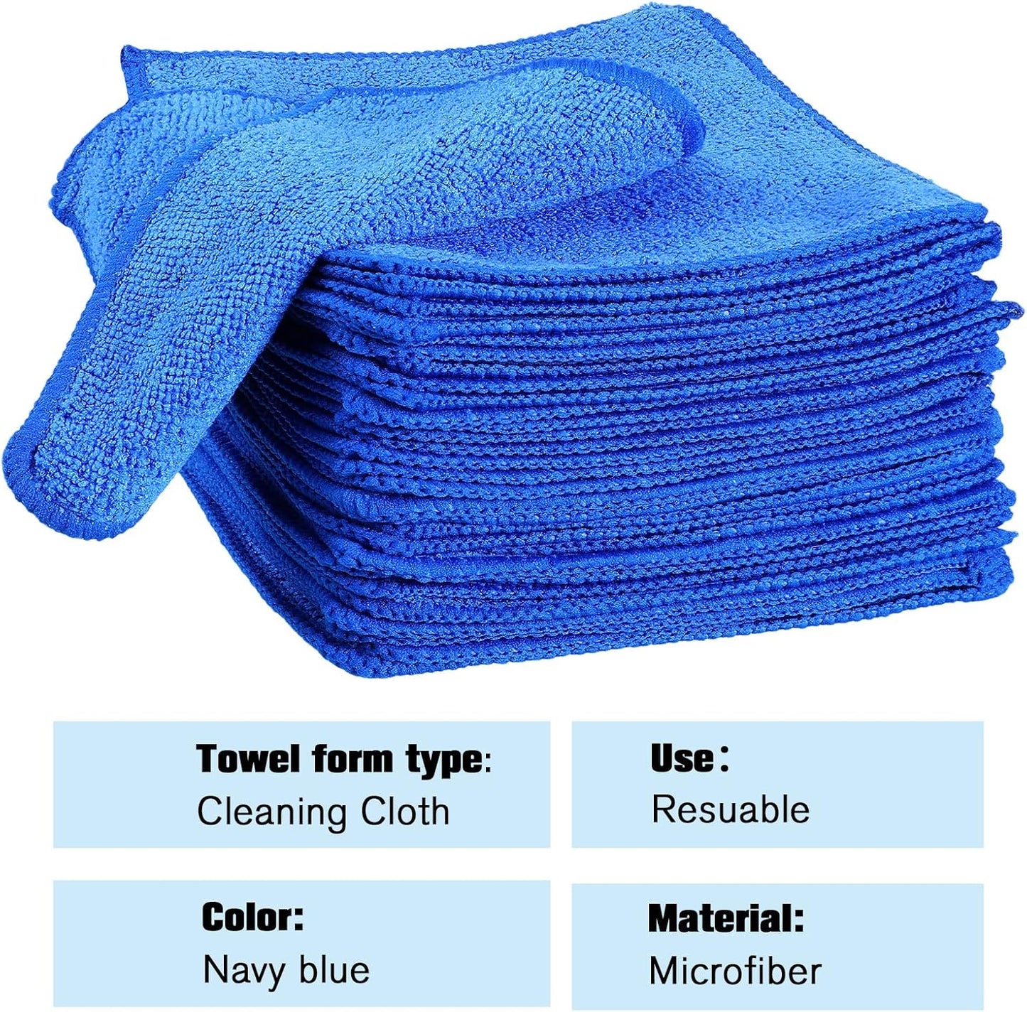 Tanlade Microfiber Cleaning Cloth 6"x6" Cleaning Rags Reasonable Kitchen Towels Microfiber Towels Cars Wash Dry Erase Cloth (Blue,50 Pcs)