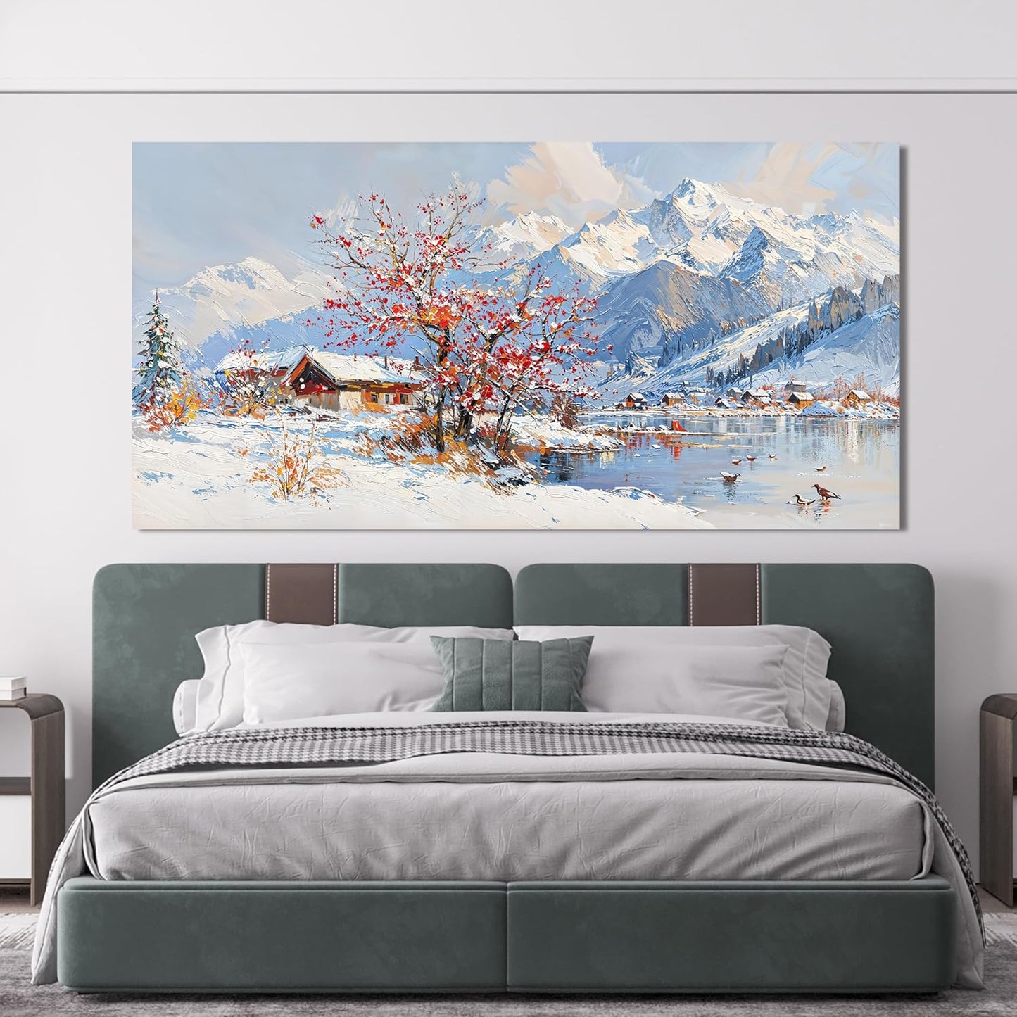 Canvas Oversized Wall Art Prints Wall Art Pictures for Living Room Landscape Farmhouse Large Wall Art Decorations Canvas Art Wall Decor Red Tree Flower Artwork For Walls Bedroom Home Decor 29" X 58"