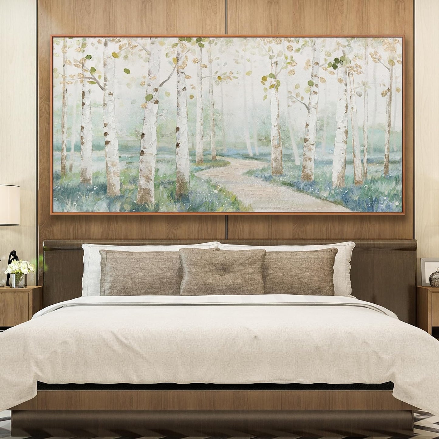 Framed Wall Art Canvas Decor Modern Natural Landscape Wall Art Decorations Artwork Colorful Forest Path Large Home Decor Wall Art Prints Framed for Living Room Wall Bedroom Kitchen Office Decor 29×58 Inch With Framed