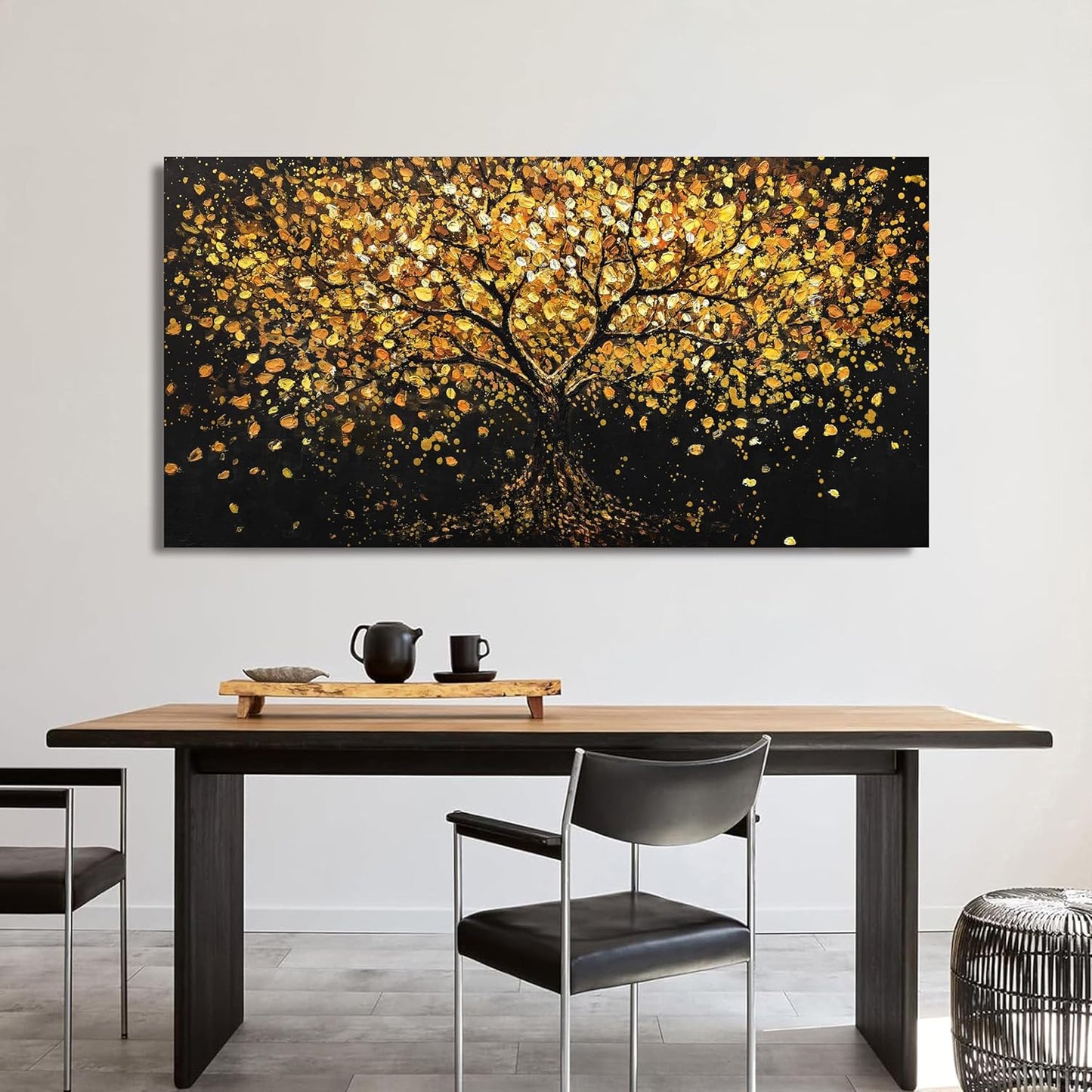 Canvas Wall Art Decor Wall Art Pictures for Living Room Canvas Modern Art Wall Decor Black and Yellow Wall Art Decor Tree of Life Wall Art Prints Art Work for Home Office Kitchen Wall Decor 24"X48"