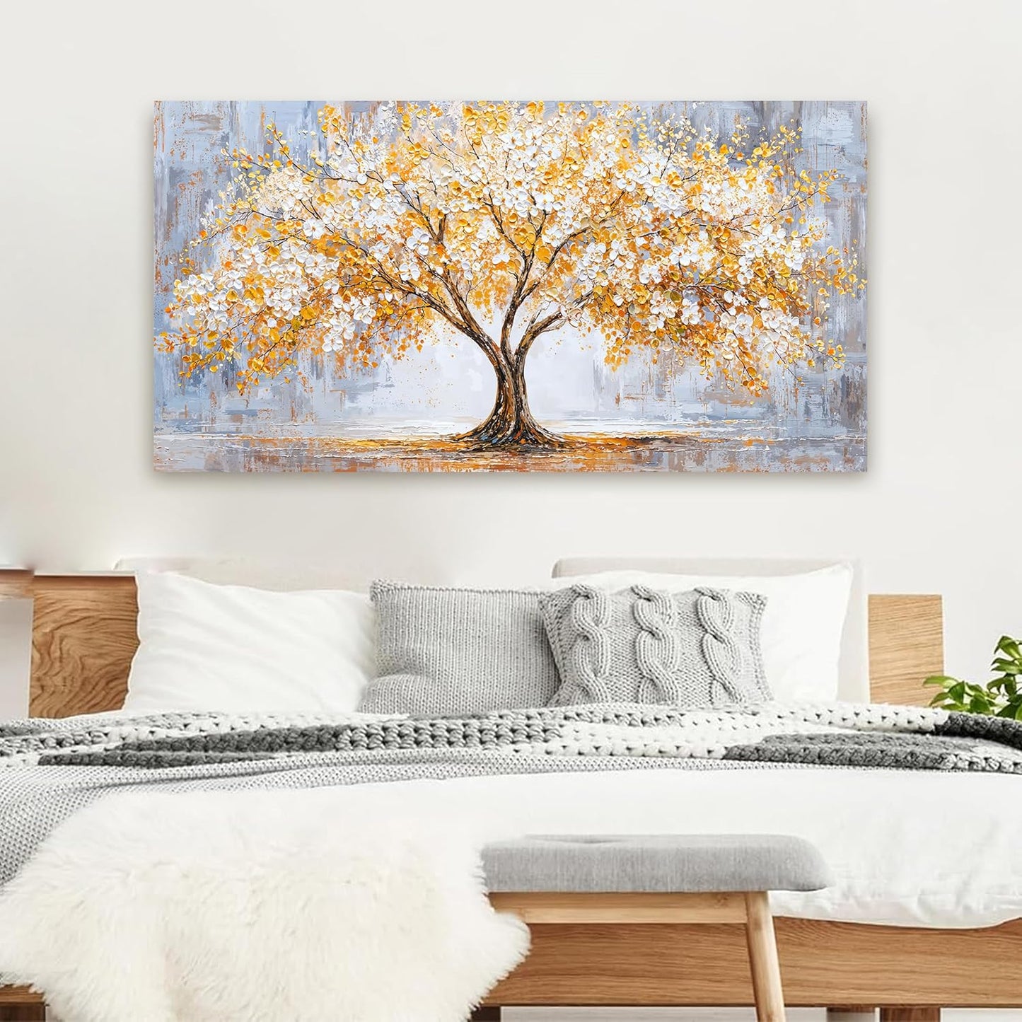TAIJXAGSG Large Canvas Wall Art Decor Golden Tree of Life Wall Art Decor Bedroom Office Decor Modern Botanical Wall Art Prints Art Work For Wall Decor 24"X48"Tree Wall Art Pictures For Living Room
