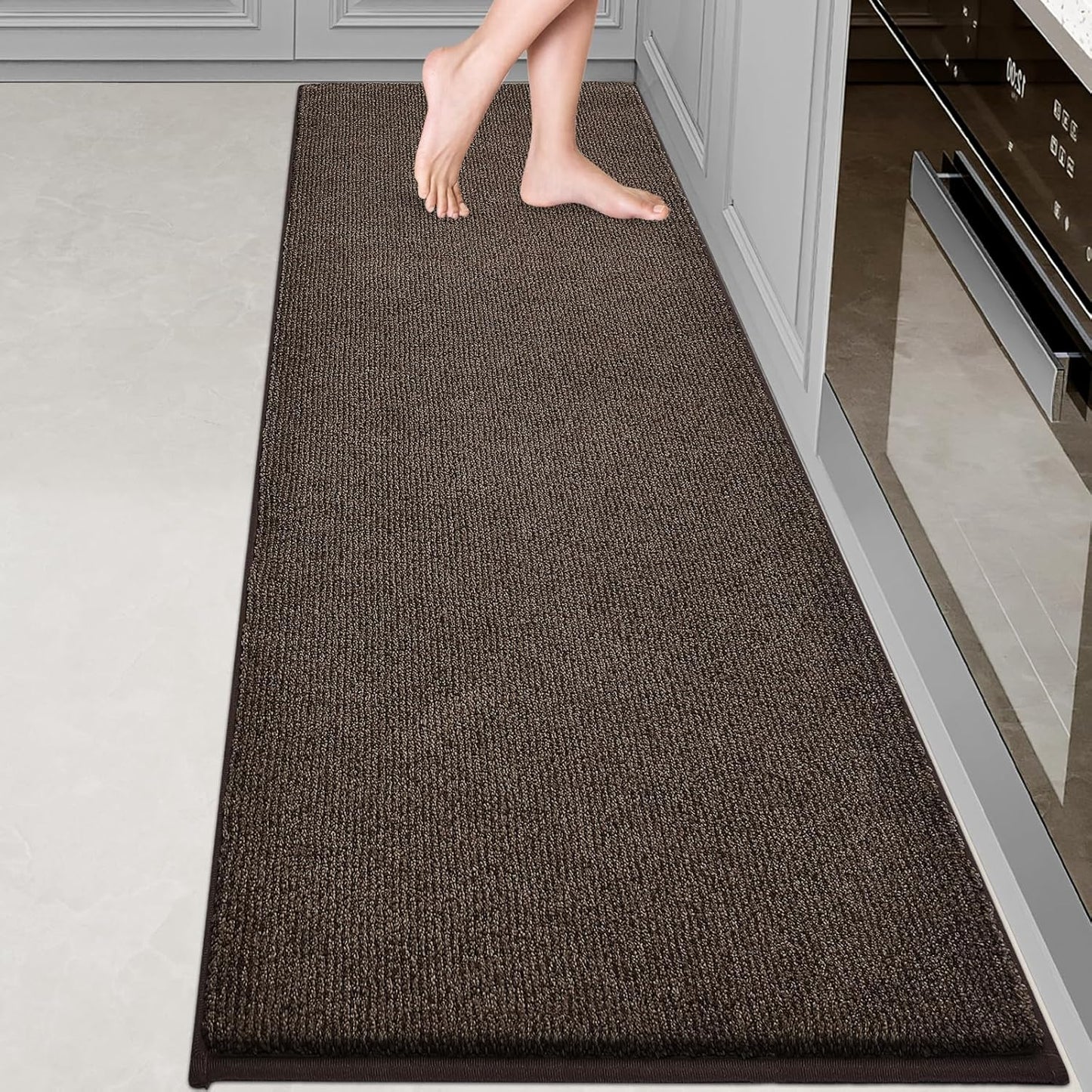 Washable Kitchen Rug 24" x 82" / 60cm x 210cm, Non Slip Kitchen Mat for Floor, Absorbent Indoor Entryway Runner Rug for Hallway, Laundry, Bathroom, Bedroom (Roll Packing)