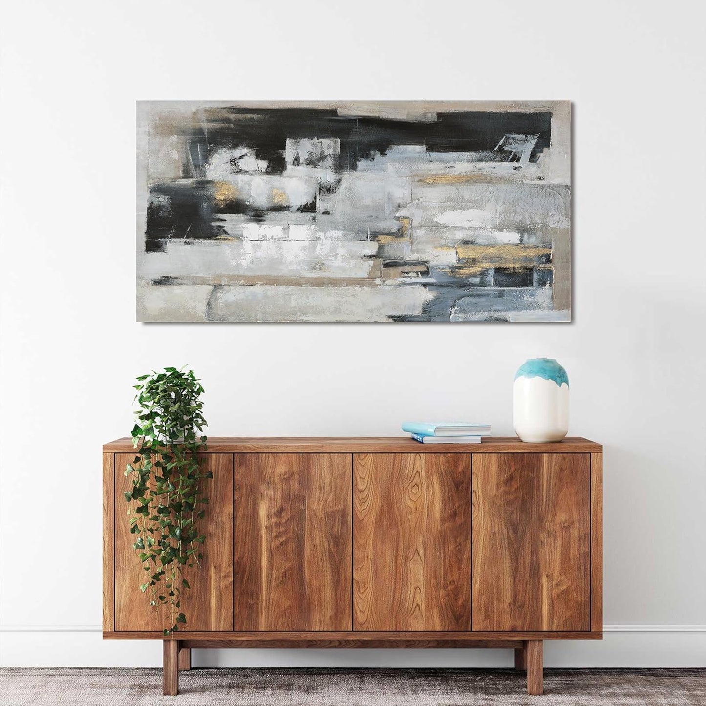 Suconvng Abstract Wall Art Ready To Hang Canvas Art Wall Decor Modern Fantasy Paintings Blue Grey Wall Art Prints Canvas Painting For Bathroom Abstract Wall Decor Bedroom Office Decoration 20"X40"