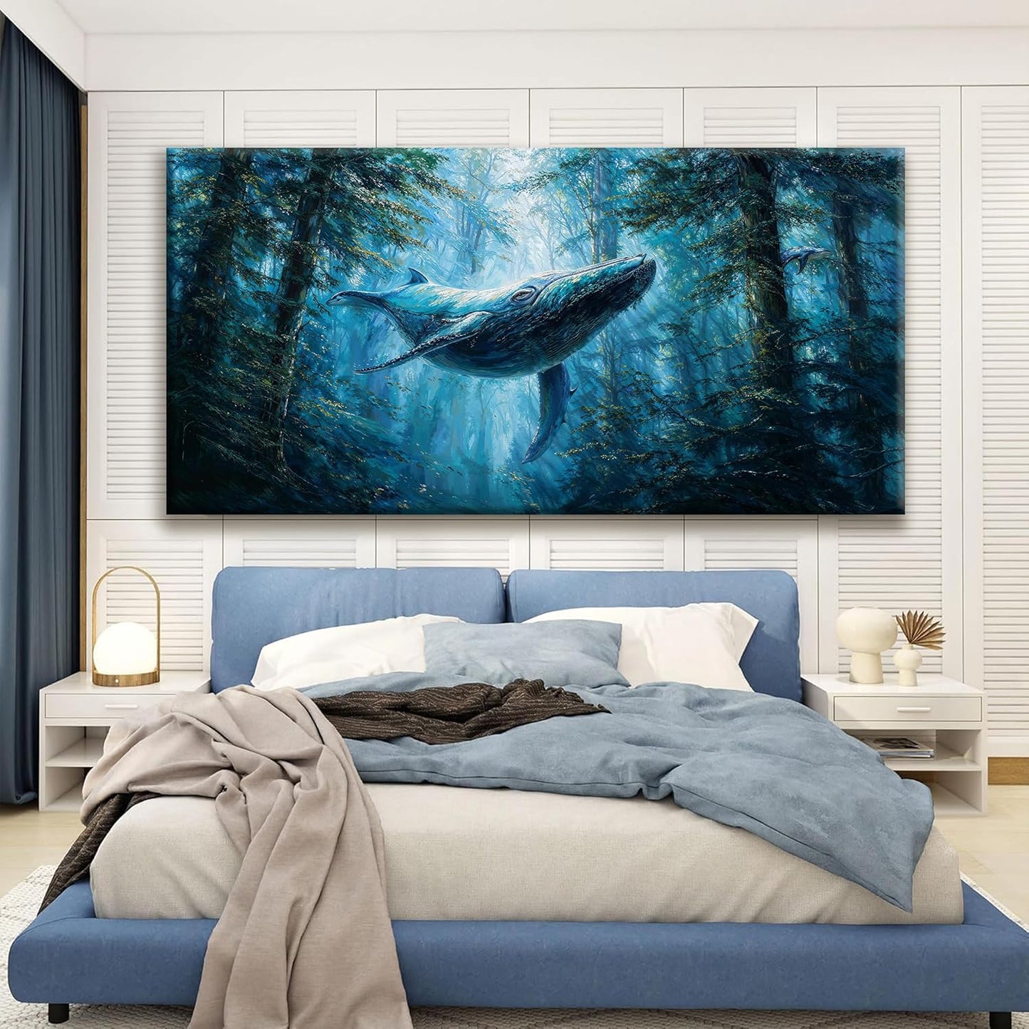 Wall Art For Living Room Large Size Canvas Art Wall Decor For Office Modern Bedroom Decorations Blue Whale Landscape Pictures Paintings Artwork Wall Mural Aesthetic Artwork 29 X 58 In